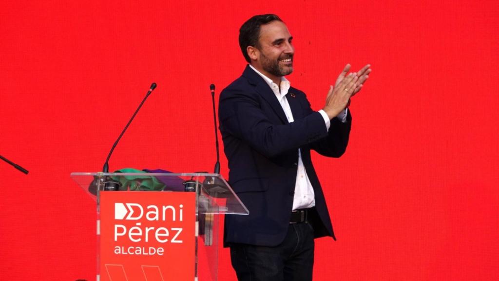 Dani Pérez durante el acto de fin de campaña.