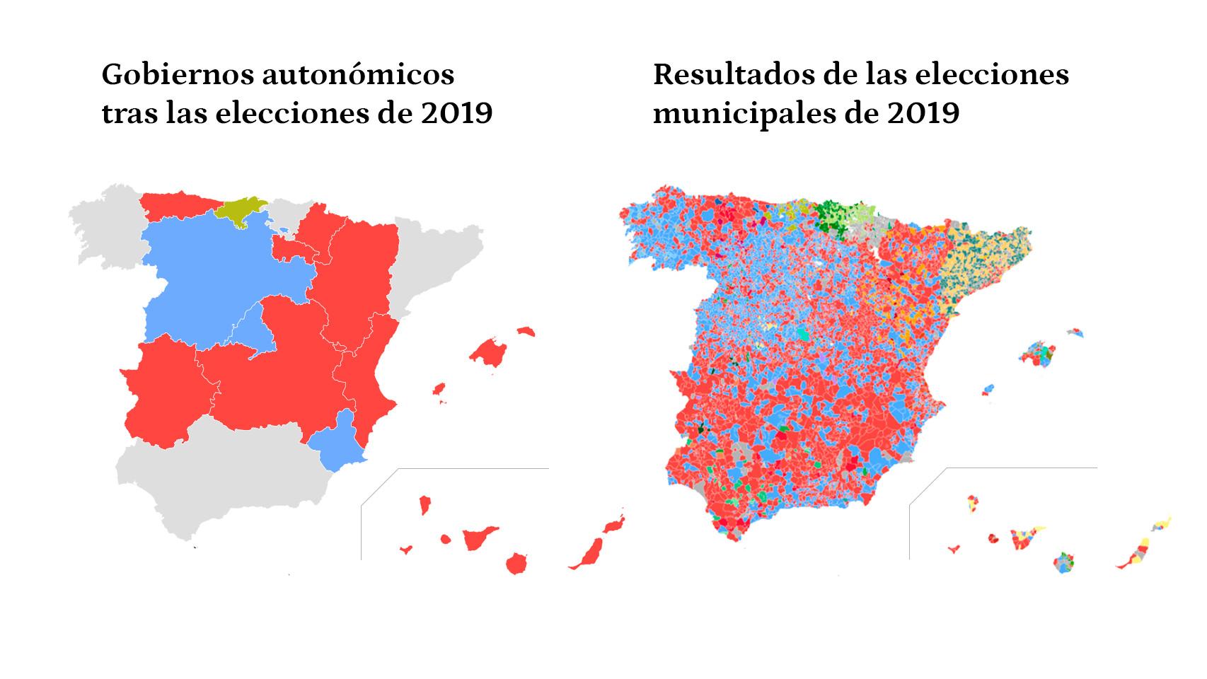 Así quedó el mapa electoral tras el último ciclo de elecciones autonómicas.