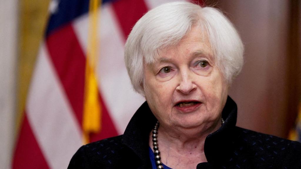 La secretaria del Tesoro de Estados Unidos, Janet Yellen, durante una rueda de prensa en Washington.