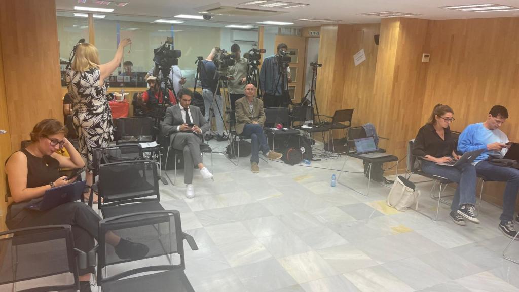 Sede del PSOE en Málaga en la noche electora.