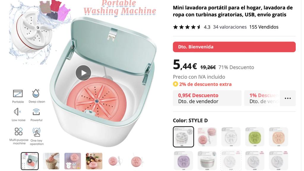 Mini lavadora portátil.