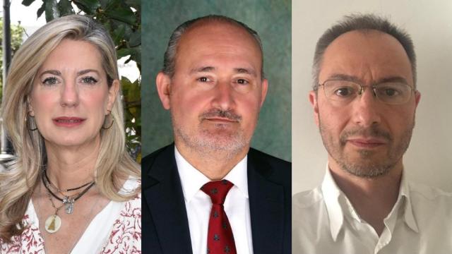 Irene Carvajal, Alberto Cuadrado y Victor Martín, los tres concejales de Vox en el Ayuntamiento de Valladolid.