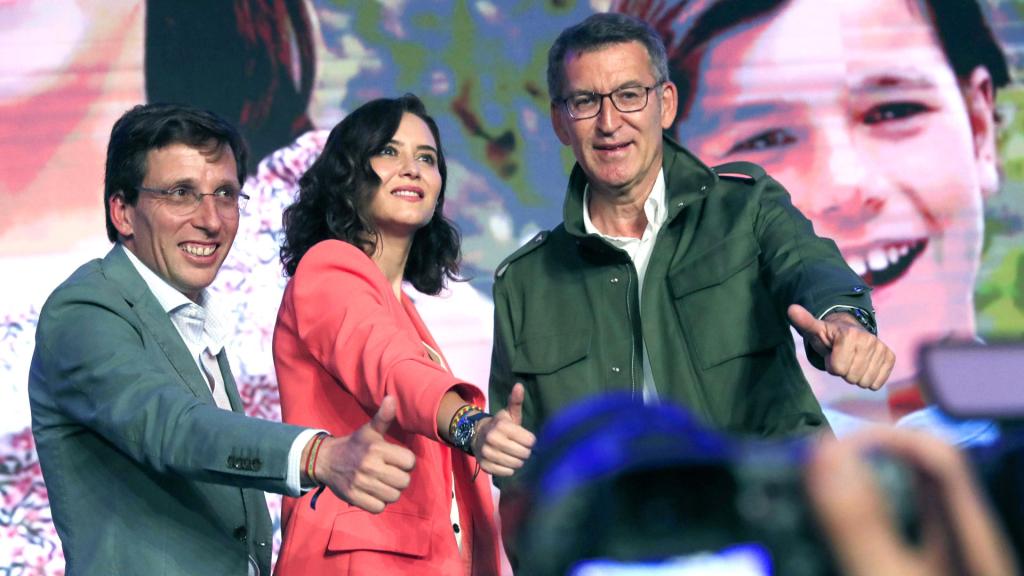 José Luis Martínez-Almeida, Isabel Díaz Ayuso y Alberto Núñez Feijóo.