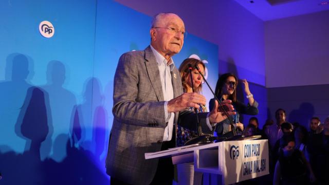 Francisco de la Torre, durante su discurso tras lograr la mayoría absoluta en las elecciones municipales en Málaga.