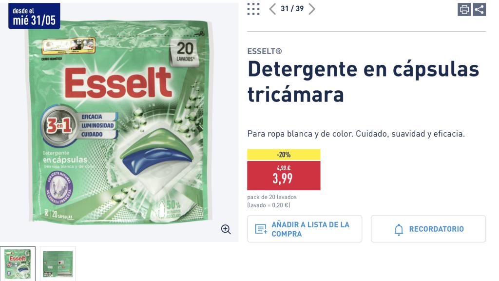 Detergente en cápsulas .