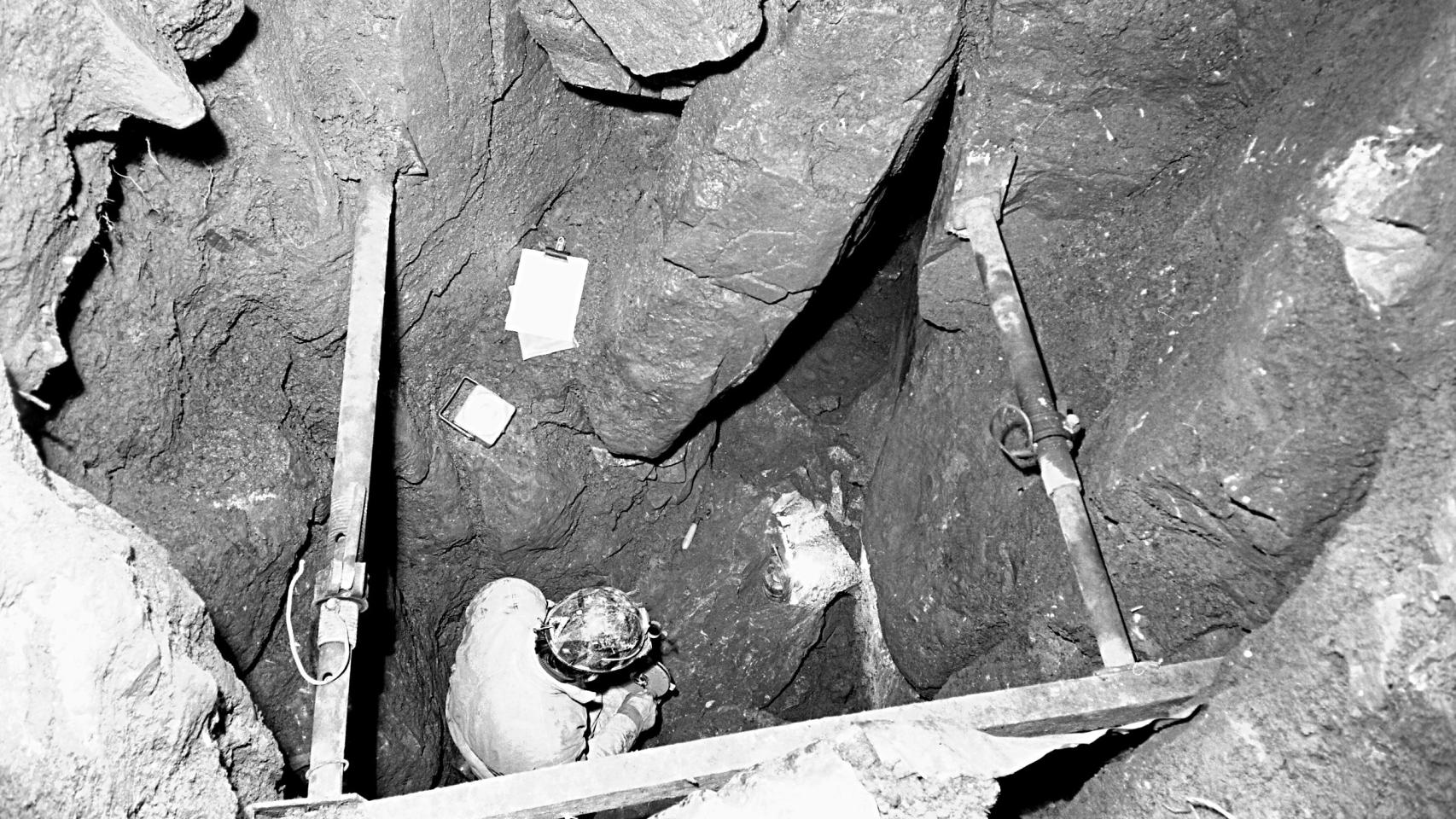 Excavaciones en Charterhouse Warren realizadas en la década de 1970. Foto: Tony Audsley