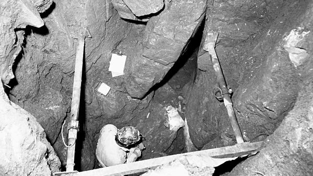 Excavaciones en Charterhouse Warren realizadas en la década de 1970. Foto: Tony Audsley