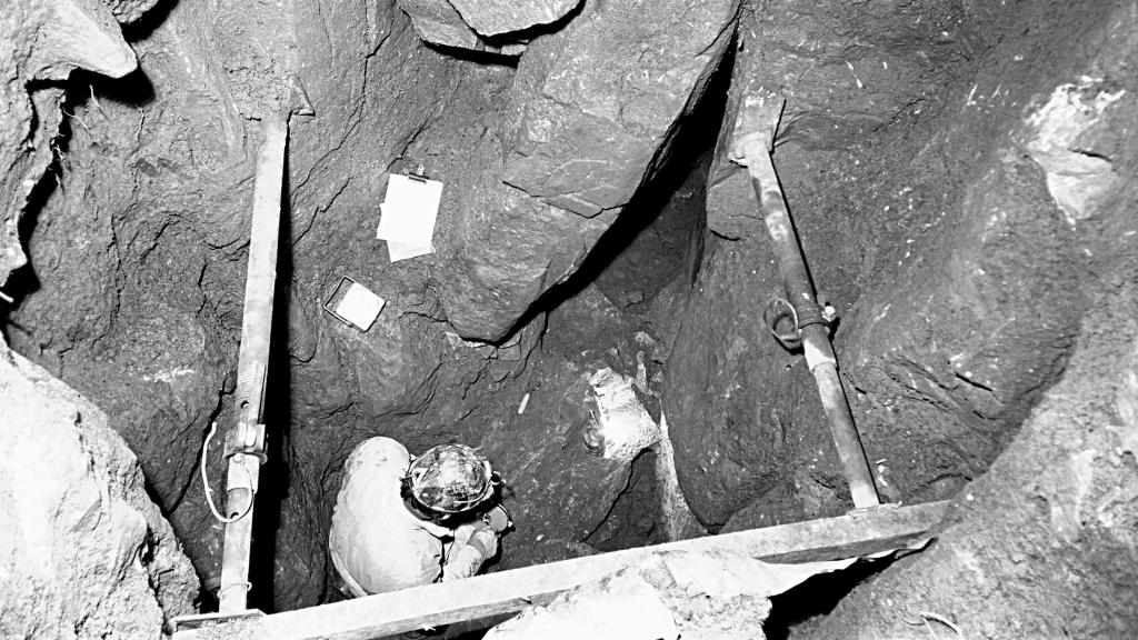 Excavaciones en Charterhouse Warren realizadas en la década de 1970. Foto: Tony Audsley