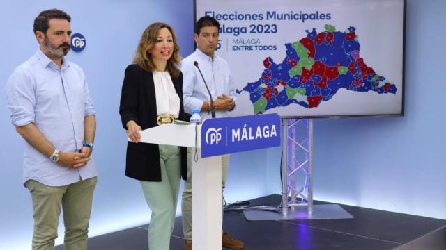 Imagen de la rueda de prensa del PP durante esta mañana.