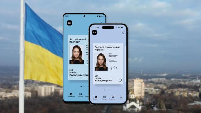 Diia con la bandera de ucrania