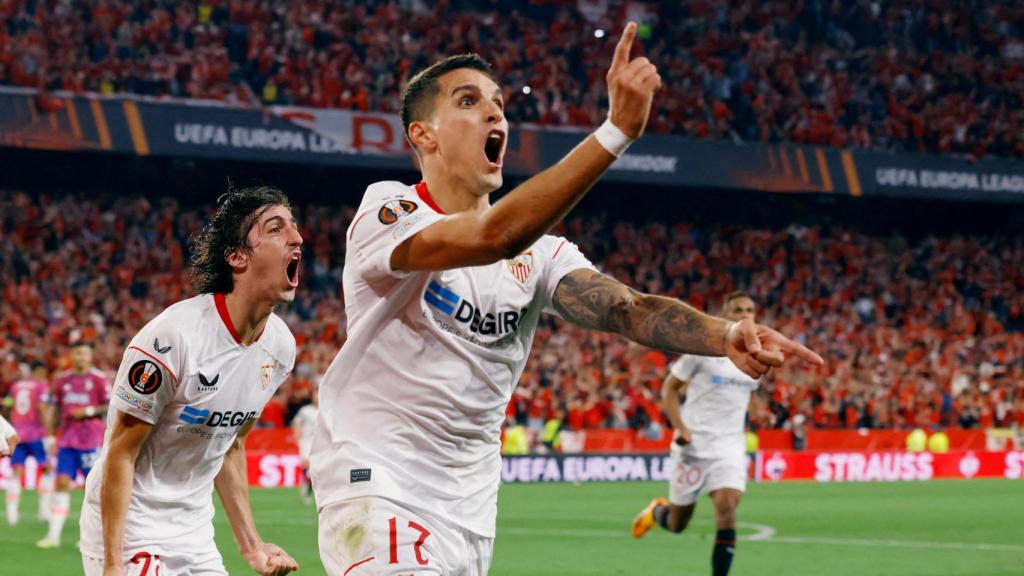 Erik Lamela, celebra su gol contra la Juventus en semifinales
