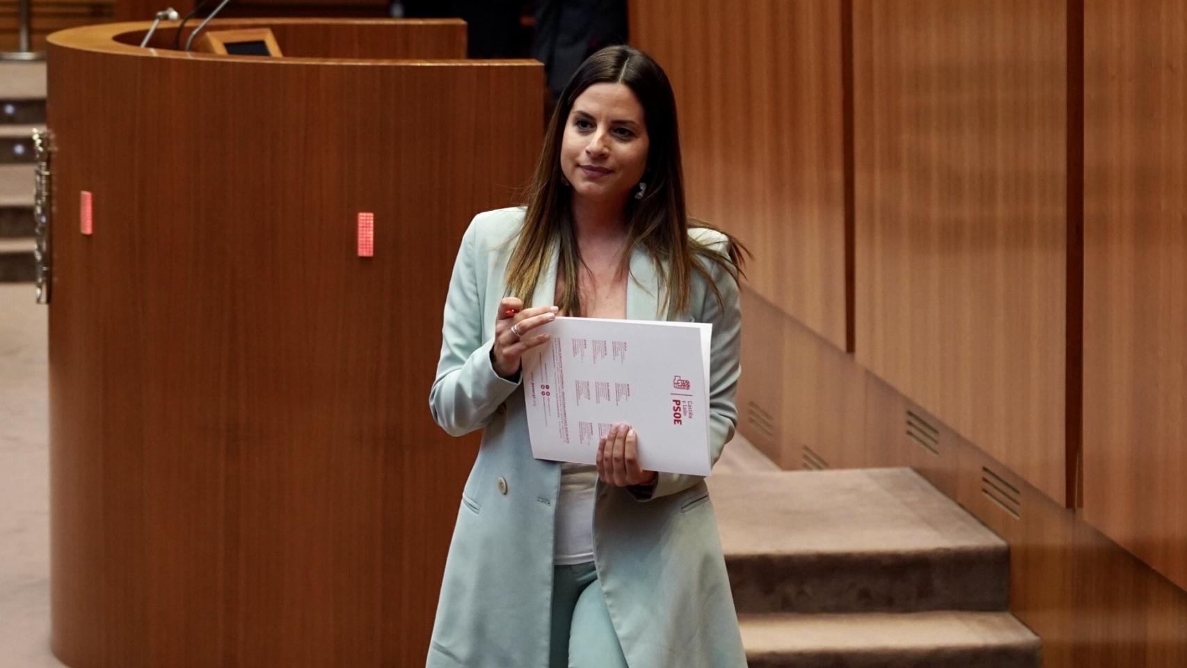 La procuradora socialista Nuria Rubio tras la presentación de la iniciativa en las Cortes.
