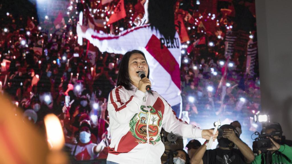Keiko Fujimori, durante un acto de campaña a la presidencia de Perú de 2021.