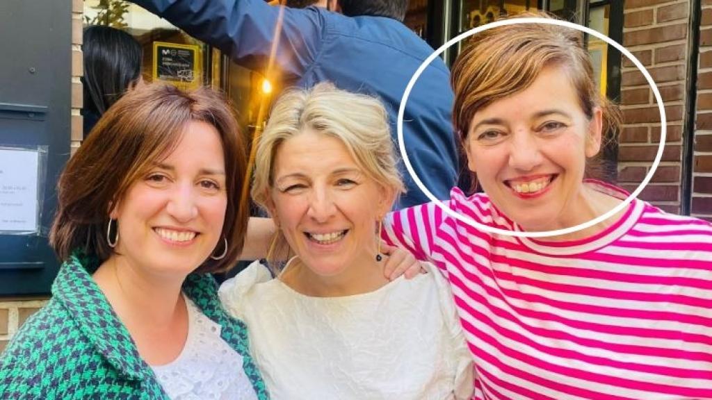 María Sánchez, de Valladolid Toma la Palabra, Yolanda Díaz y Marta Lois, presidenta de Sumar.