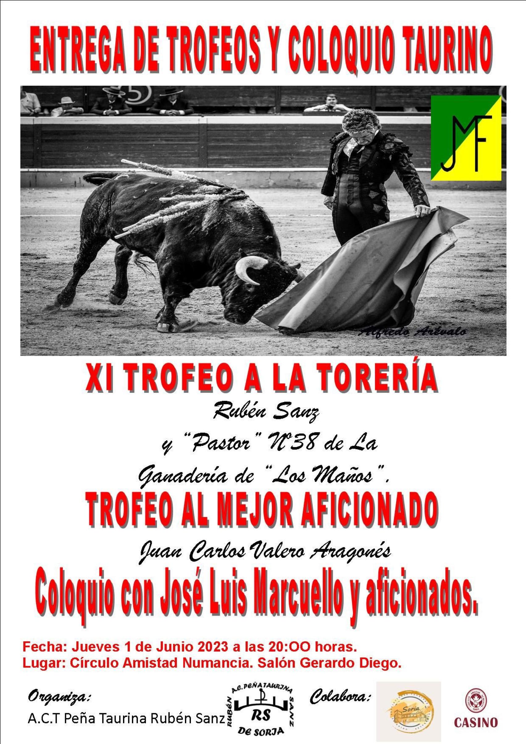 Cartel entrega de trofeos y coloquio taurino