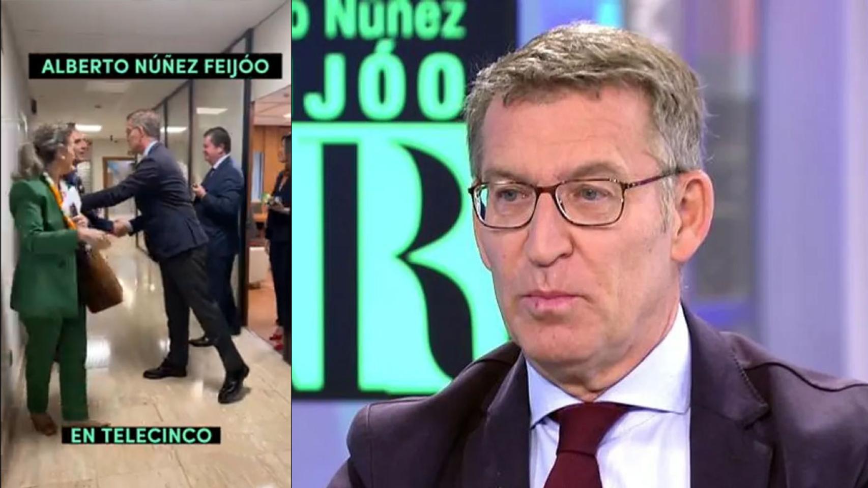 Imágenes de la visita de Feijóo a Telecinco.