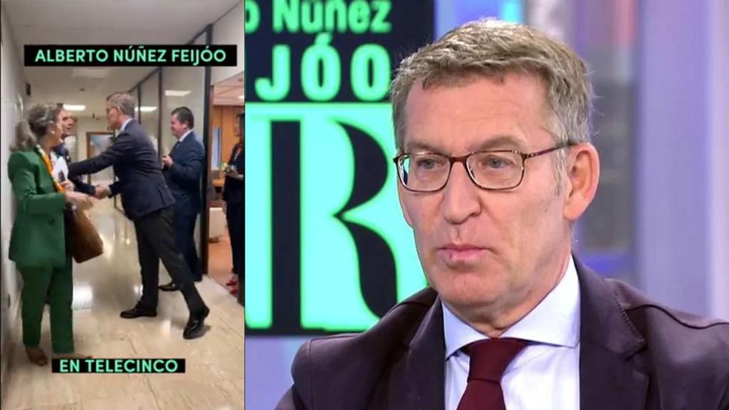 Imágenes de la visita de Feijóo a Telecinco.