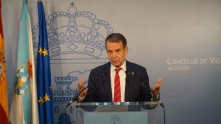 Abel Caballero durante una rueda de prensa en el Concello de Vigo.