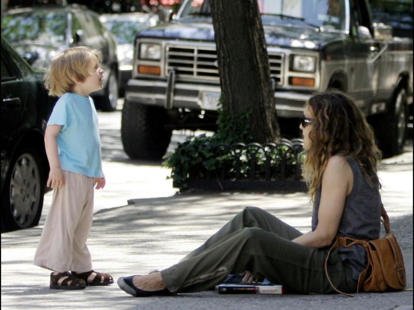 Junto a su hijo James en Nueva York.