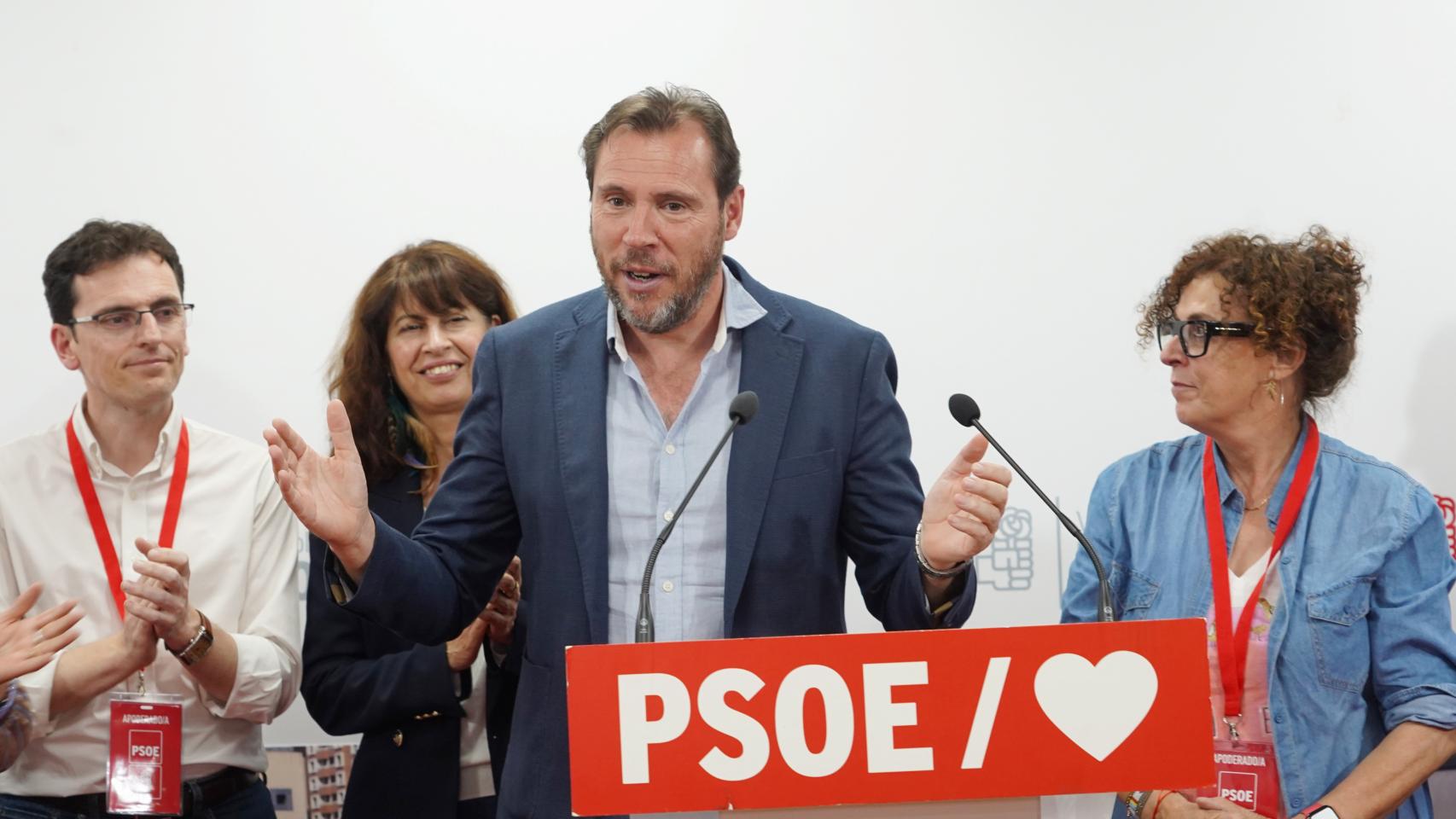 El alcalde de Valladolid, Óscar Puente, en la noche electoral del 28 de mayo.