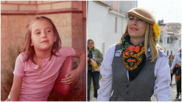 María Guardiola, de niña y en la actualidad.