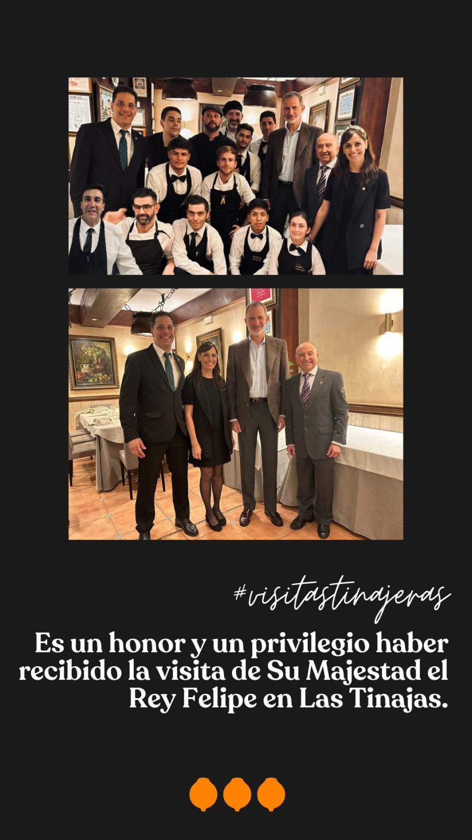 El Rey, con el personal de Las Tinajas.