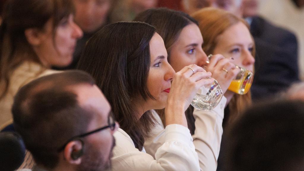Los dirigentes de Podemos Pablo Echenique, Ione Belarra, Irene Montero y Lilith Vestringe.