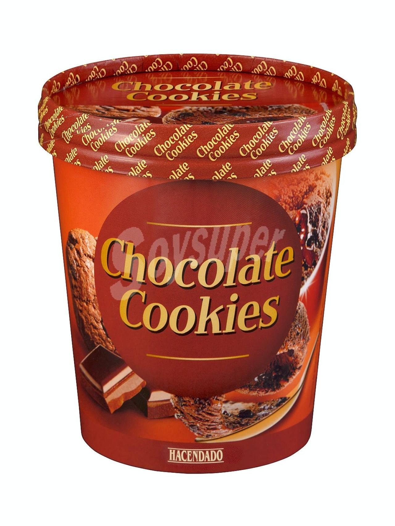 Helado chocolate y cookies.