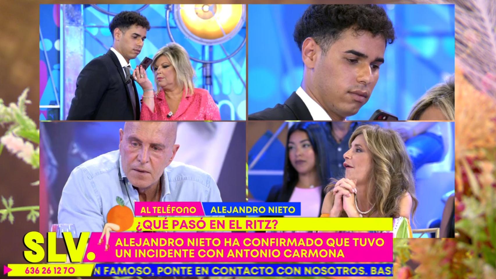 Imagen de ‘Sálvame’ durante la llamada de Alejandro Nieto.