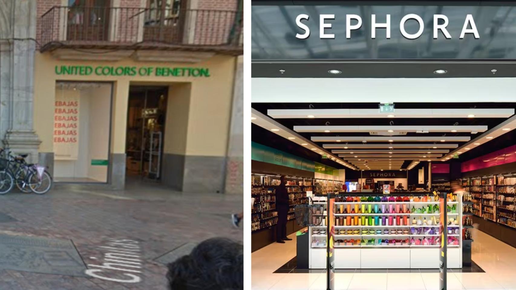 Un montaje de la tienda que cierra y la próxima que abrirá