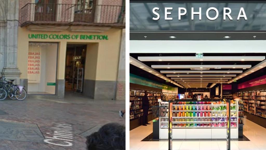 Un montaje de la tienda que cierra y la próxima que abrirá