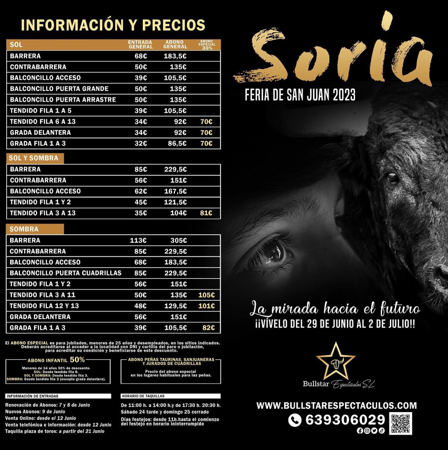 Precios de las entradas de la feria taurina de Soria