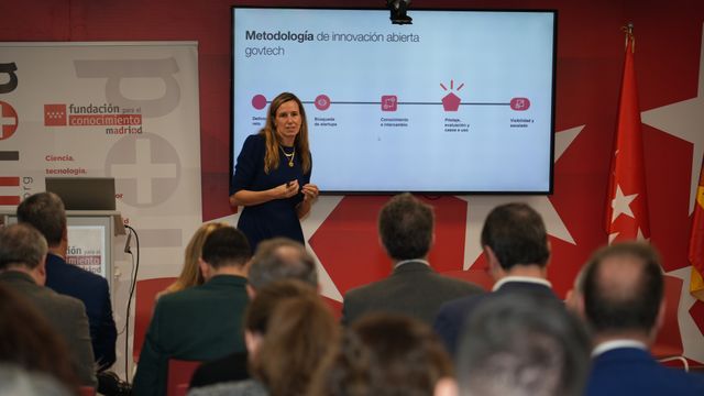 Idoia Ortiz de Artiñano, CEO de Gobe, en la presentación del programa 'govtech' en Madrid.