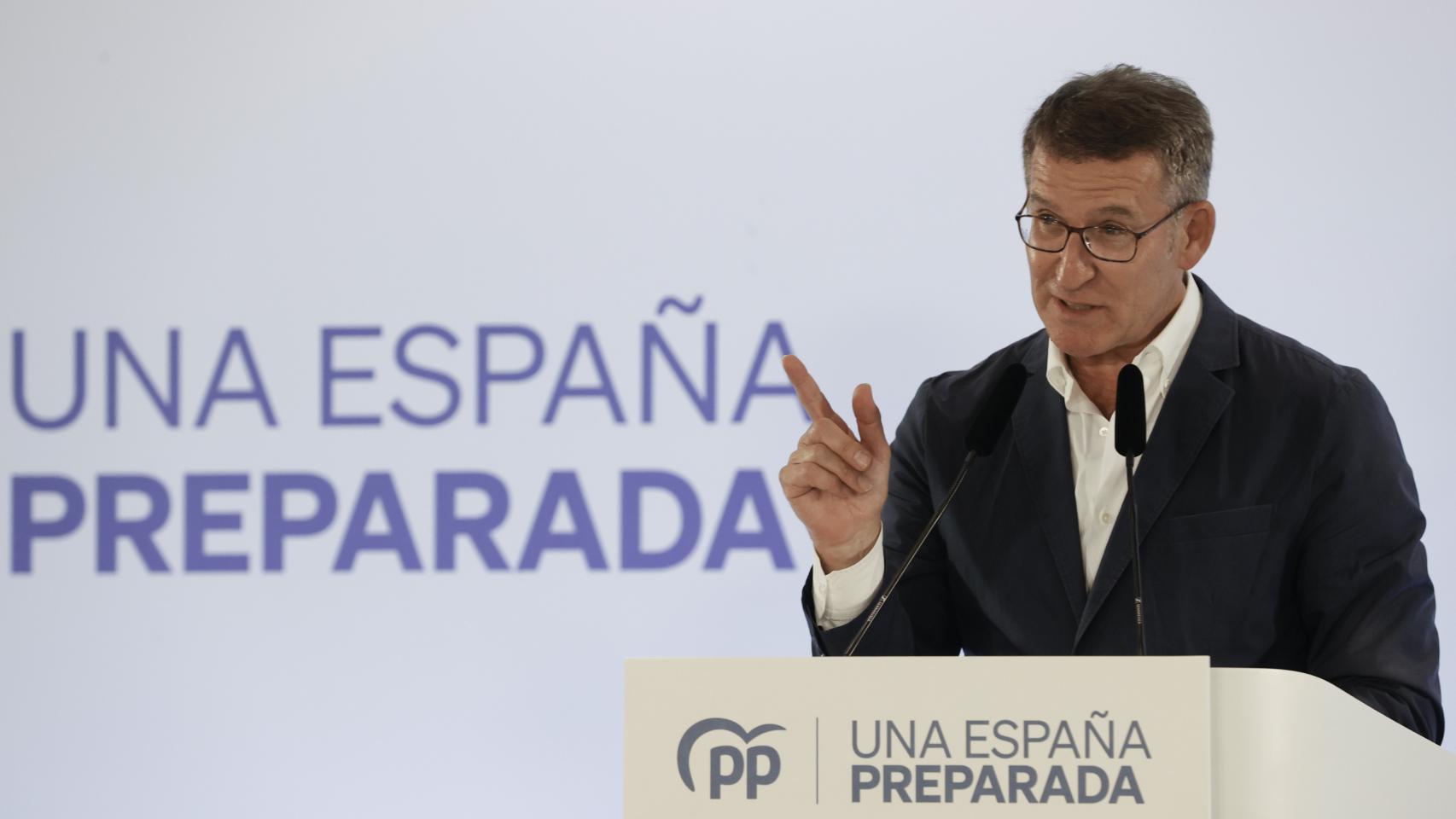 Alberto Núñez Feijóo, este miércoles en Valencia, en un acto del PP.