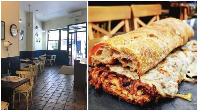 El restaurante Arroutada y uno de sus bocadillos