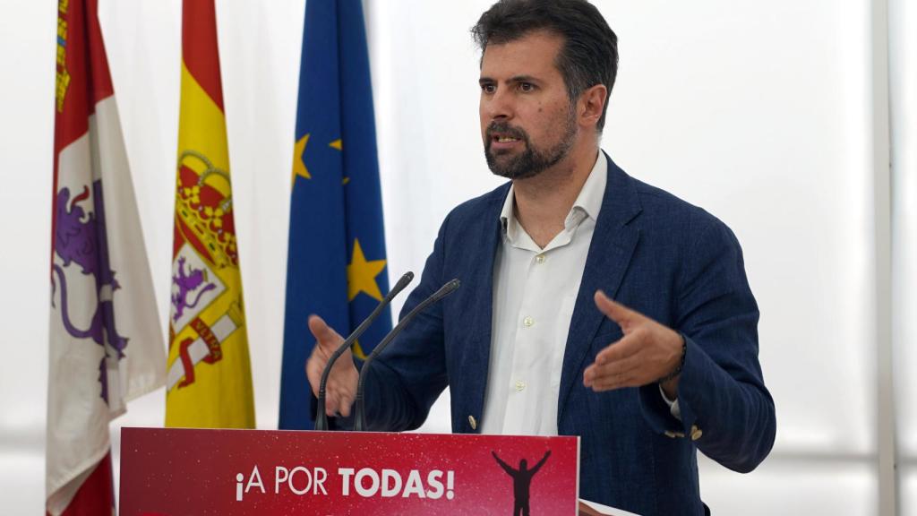 El secretario general del PSCyL, Luis Tudanca, durante su rueda de prensa de este jueves.