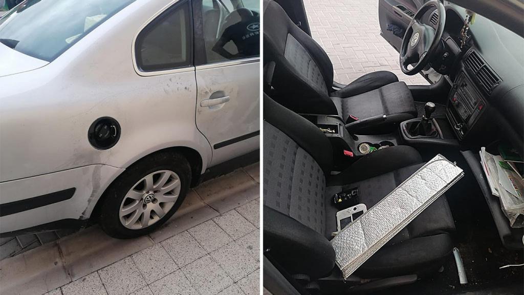 Destrozos en el coche de Tamara