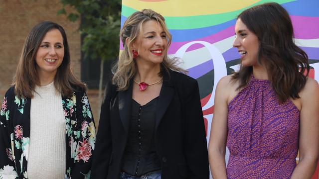 Las ministras Ione Balarra, Yolanda Diaz e Irene Montero.