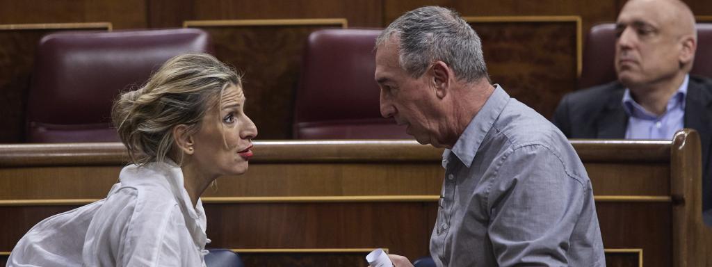 Yolanda Díaz y Joan Baldoví, en el Congreso