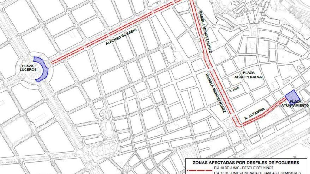 Itinerario del Desfile del Ninot, este sábado.