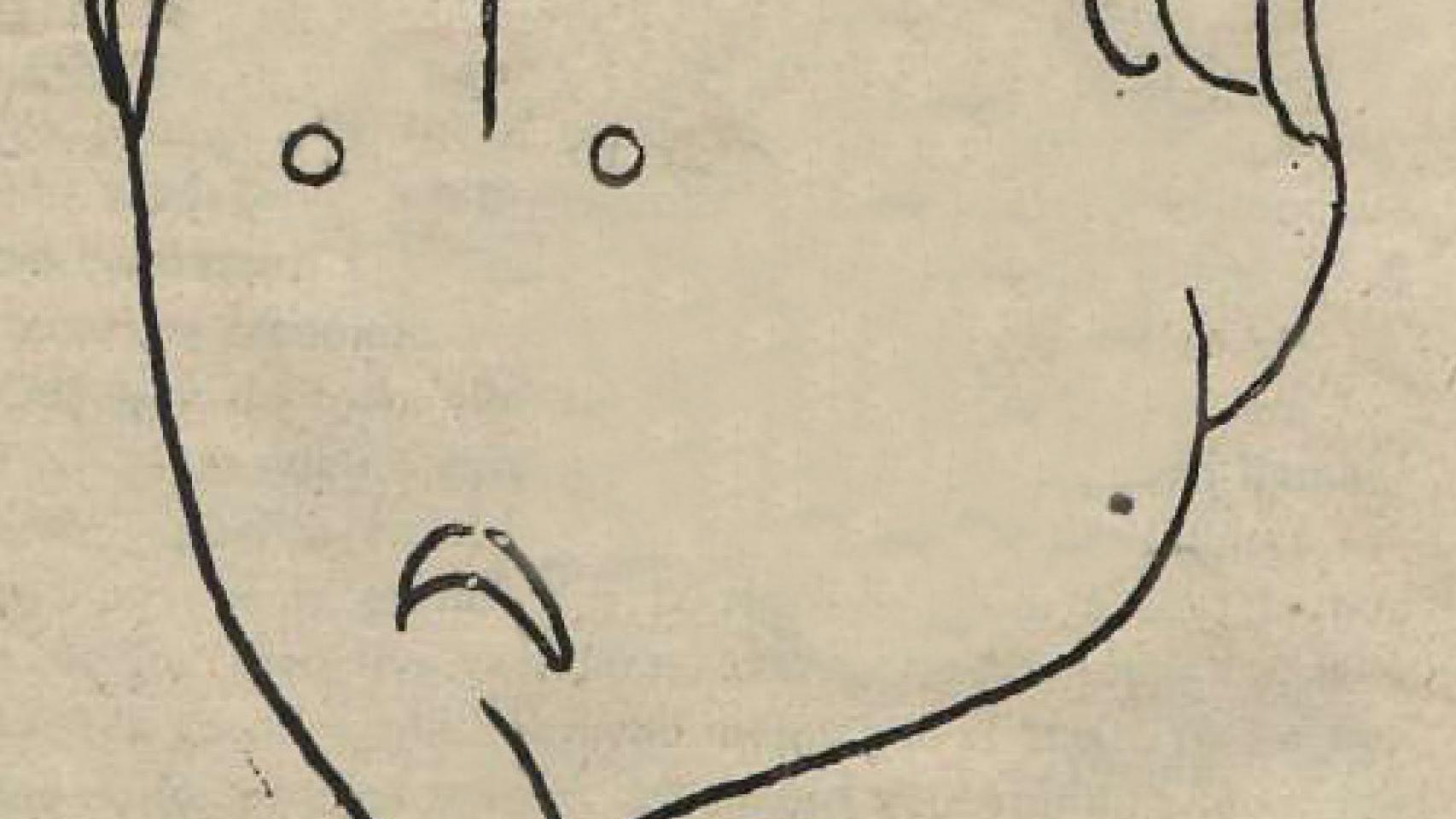Un detalle de la caricatura de Azorín a cargo de Bagaría en la revista 'España' (1915)