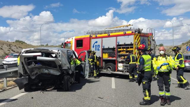 Accidente en el km. 37 de la M-50, este viernes.