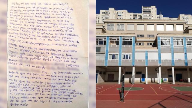 La carta en que la niña narra las agresiones que sufría en el IES Herrera Oria.