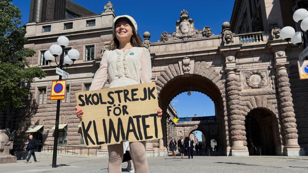 Greta Thunberg, en su última huelga por el clima.