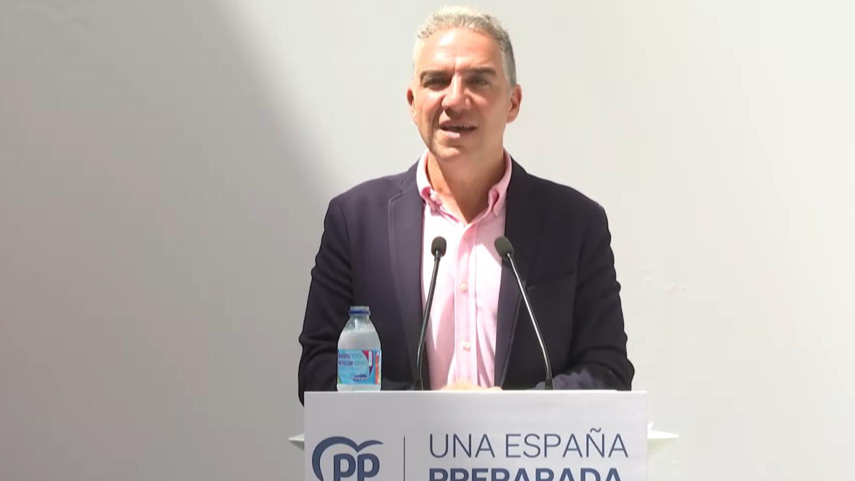 El coordinador general del Partido Popular, Elías Bendodo, durante su intervención