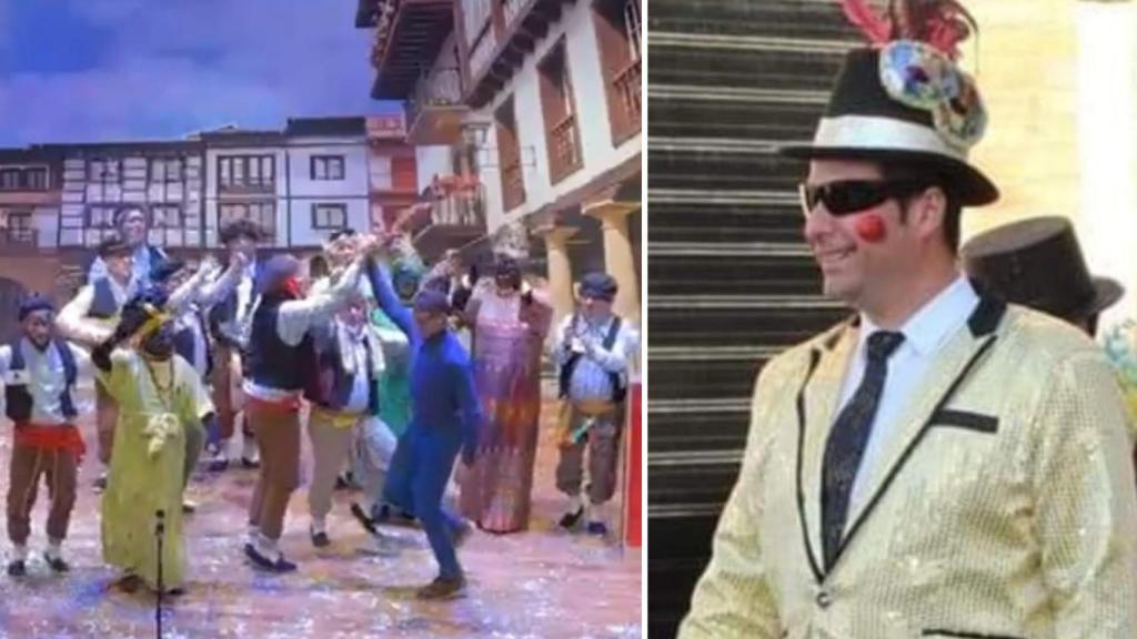 Juan José Lara Egea, el policía nacional fallecido, con su Chirigota de Marmolejo.