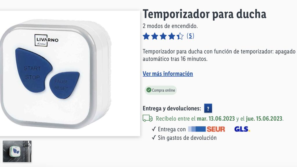 Temporizador para ducha.