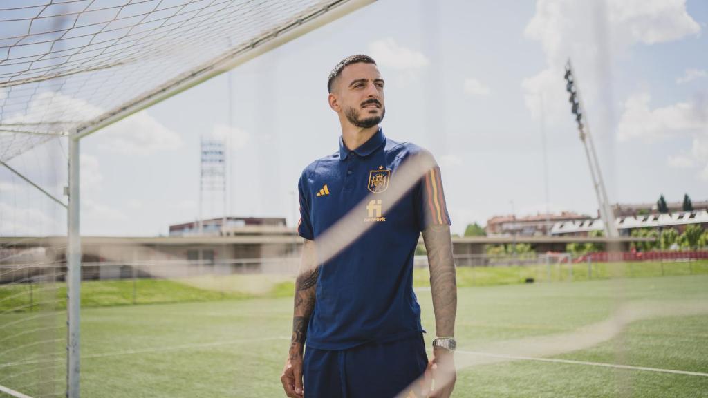 Joselu, en la Ciudad del Fútbol de Las Rozas.