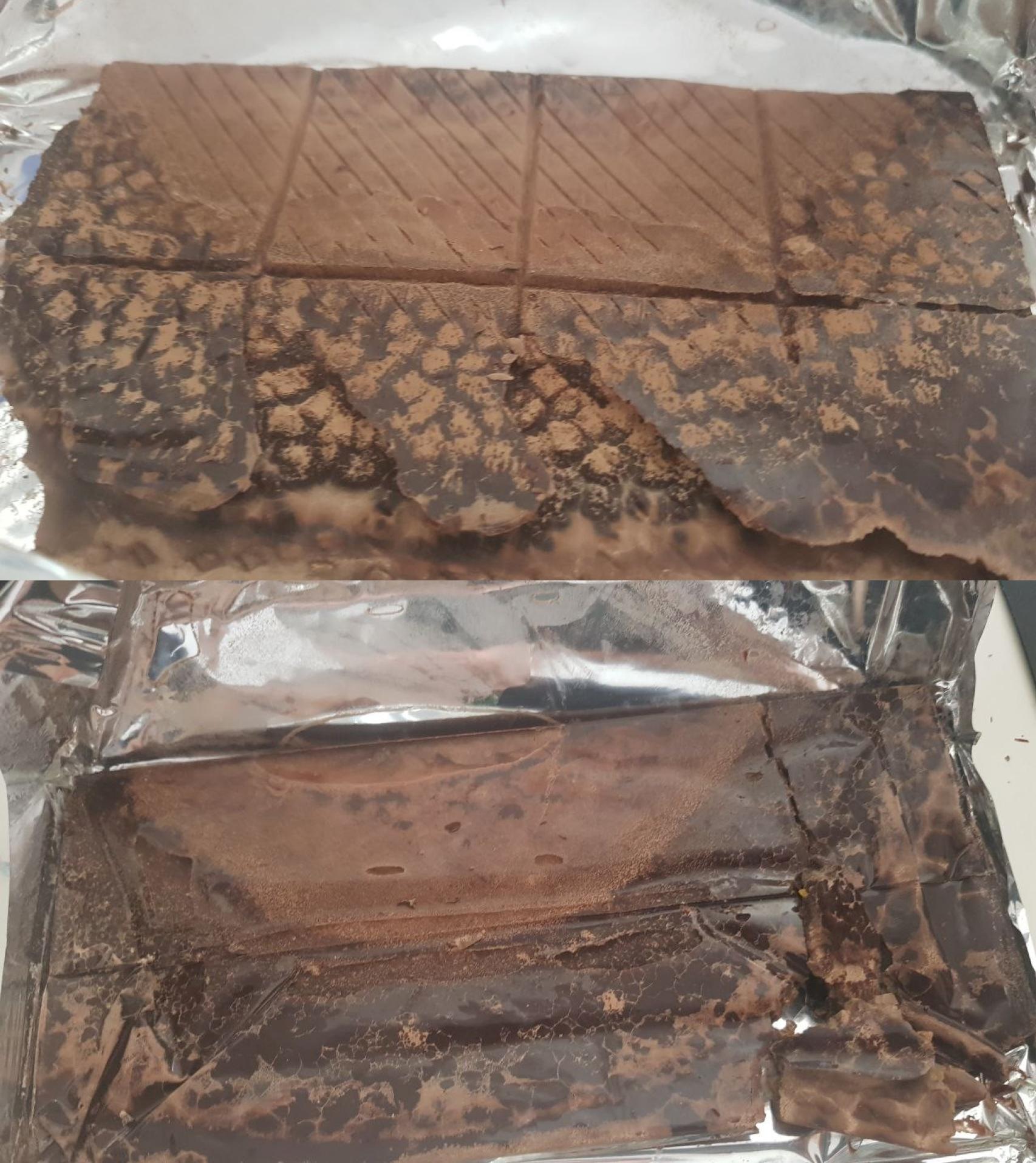 Así de bonita puede quedar una tableta de chocolate si la pones un rato al sol y luego la metes en la nevera