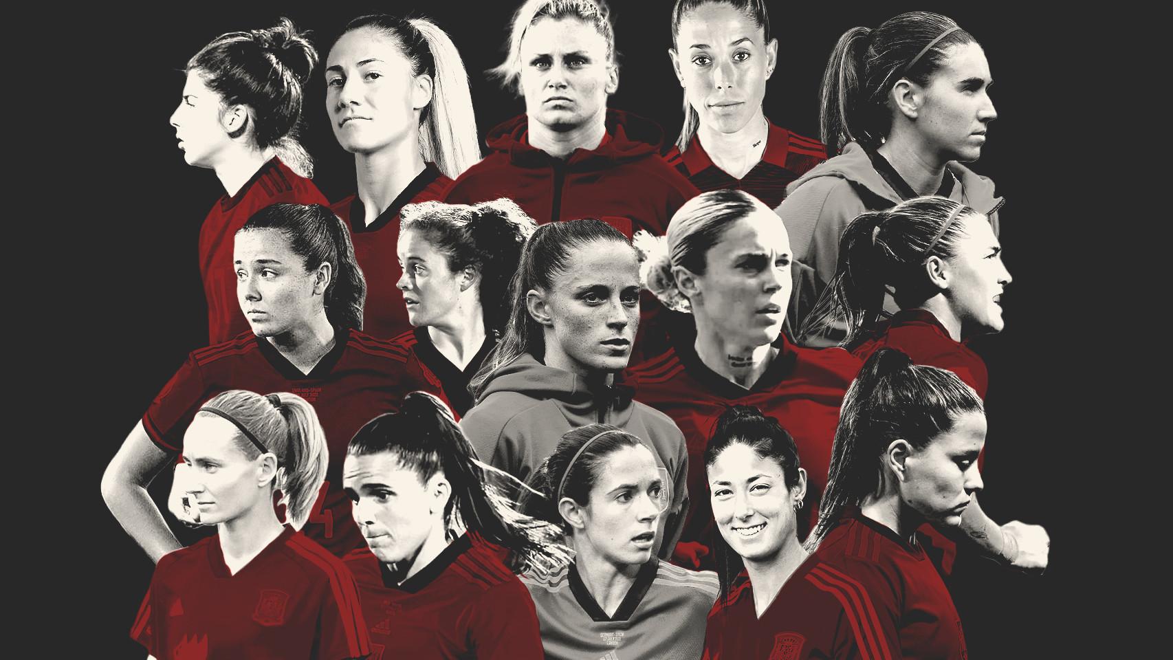 Aitana Bonmatí, Mariona Caldentey y Ona Batlle, junto a las '15 rebeldes' de la Selección